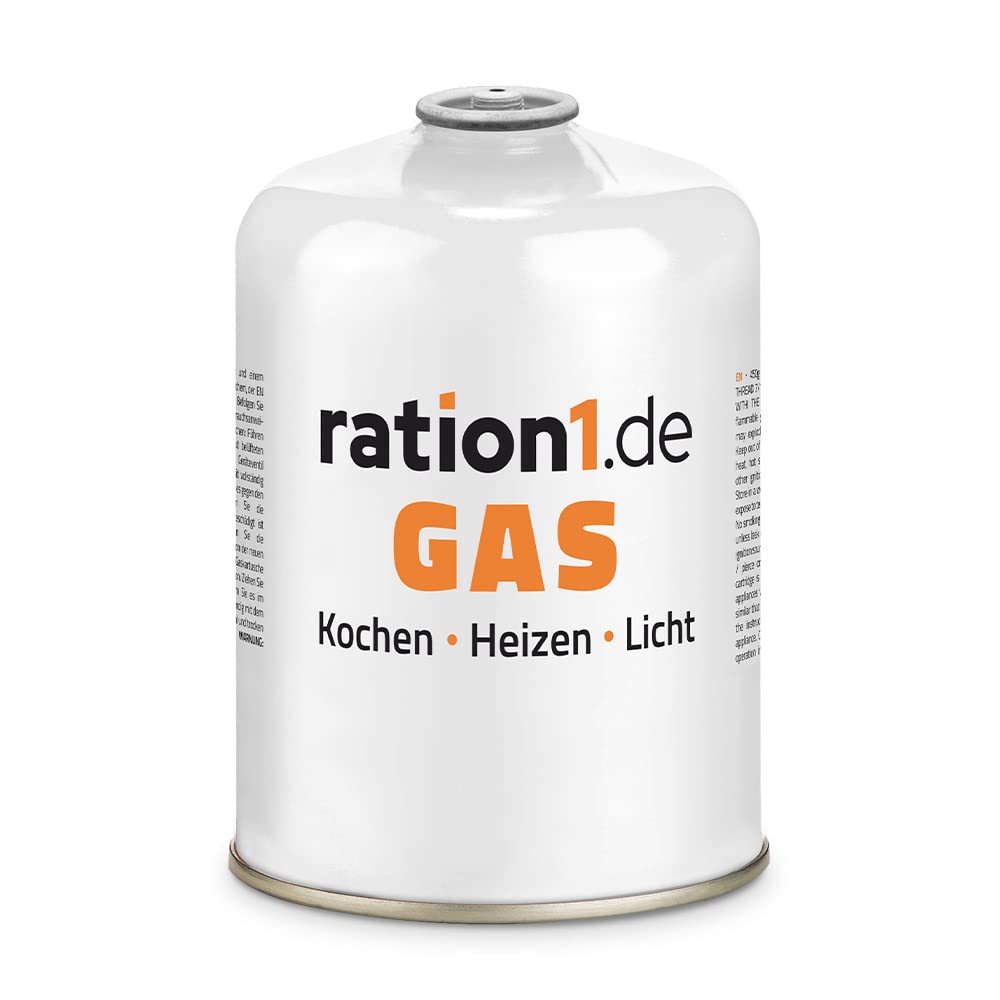 ration1 Gaskartusche 450 g – Schraubkartusche mit EN 417 Gewinde, Butan-Propan-Gas – ideal für Campingkocher, Outdoor, Notfall & Festival