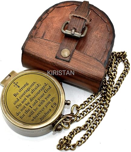 Brújula de bolsillo con grabado y estuche de cuero miniatura 2