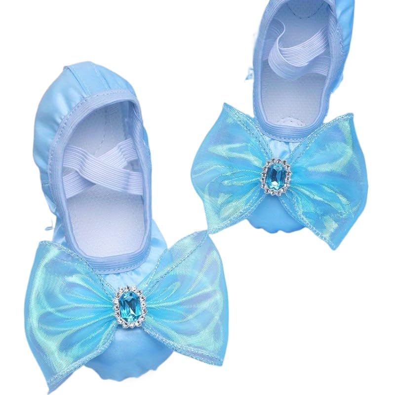 Elegant Pink Ballet Dance Shoes for Girls with Soft Sole - Sparkling Bow & Gemstone Accents, Comfortable Fabric Slip-On Design for Gymnastics, Cheerleading & Training - Ballet Shoes4