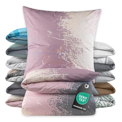 BaSaTex Bettwäsche 135x200 Baumwolle Set 2 teilig - 100% Baumwolle - 1x...