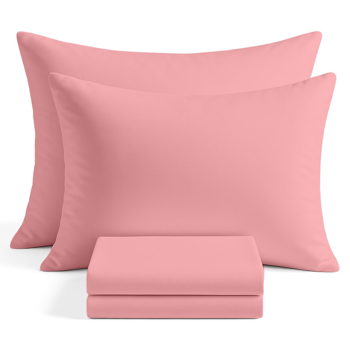 Egypto 100% Microfibre White Pillowcase 2 Pack – Ultra Soft, Skin-Friendly & Breathable Pillow Cover – Durable & Wrinkle-Resistant Standard Pillow Slip (Pink – 50 x 75cm) — image 1