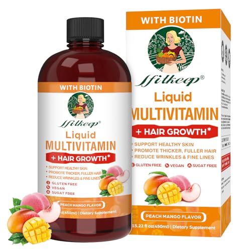 Liquid Multivitamin,Hair Growth,Support Healthy Skin,Promote Thicker,Fuller Hair,Reduce Wrinkles & Fine Lines,15.22 fl oz
