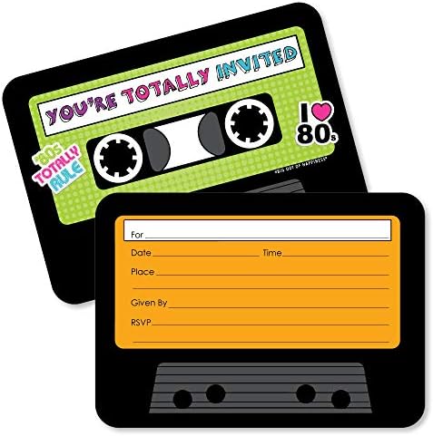 Amazon.com: 80's Retro - Shaped Fill-In Invitations - Totally 1980s Party  Invitation Cards with Envelopes - Set of 12 : Toys & Games