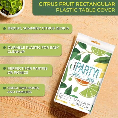Citrus Fruit Rectangular Table Cover (54" x 84") - 1 Pc. | Vibrant & Durable Plastic, Perfect For Summer Parties, Tropical Themes, BBQs & Picnics - image 5