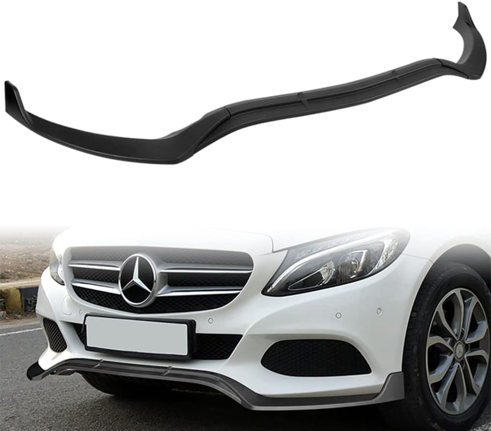Q1-TECH, Front Bumper Lip fit for Compatible with 2015-2018 Mercedes-Benz W205 C-Class C180 C200 C300 Base Bumper, Front Bumper Lip Spoiler Air Chin Body Kit Splitter ABS, STP-Sty (Matt Black)