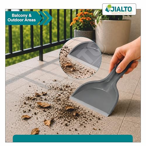 Image of JIALTO Heavy Duty Plastic Dustpan with Ergonomic Handle, Large Capacity Lightweight Dust Pan for Home, Kitchen, Office & Indoor Cleaning
