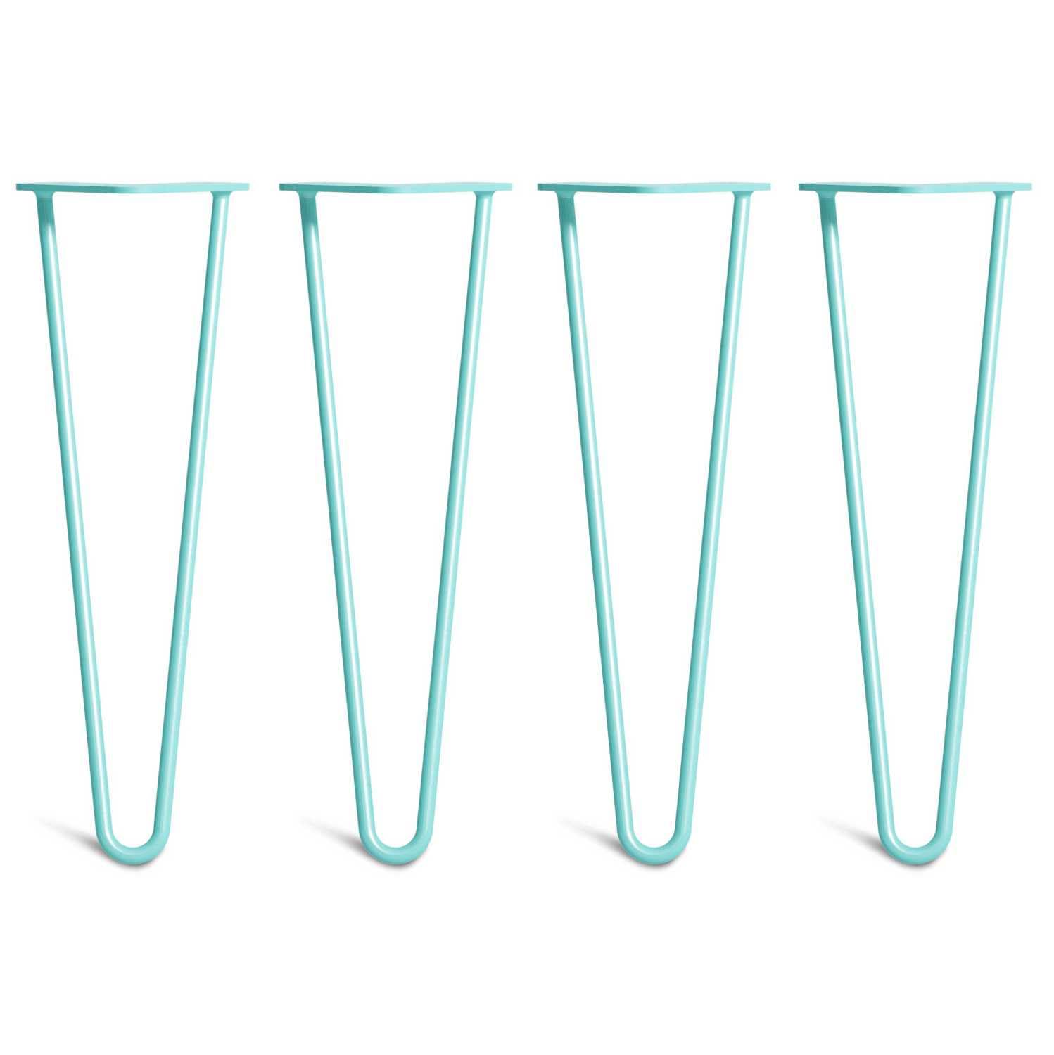 [HLC] 4 x Hairpin Table Legs – Superior Double Weld Steel Construction With Screws, Build Guide & Protector Feet Worth £8 Included! – 10mm Steel [16"/40cm,Duck Egg]