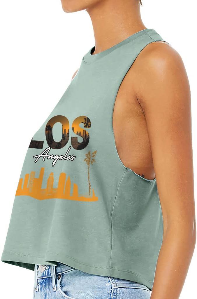 Los Angeles Racerback Cropped Tank - US Print Women's Tank - Art Tank Top