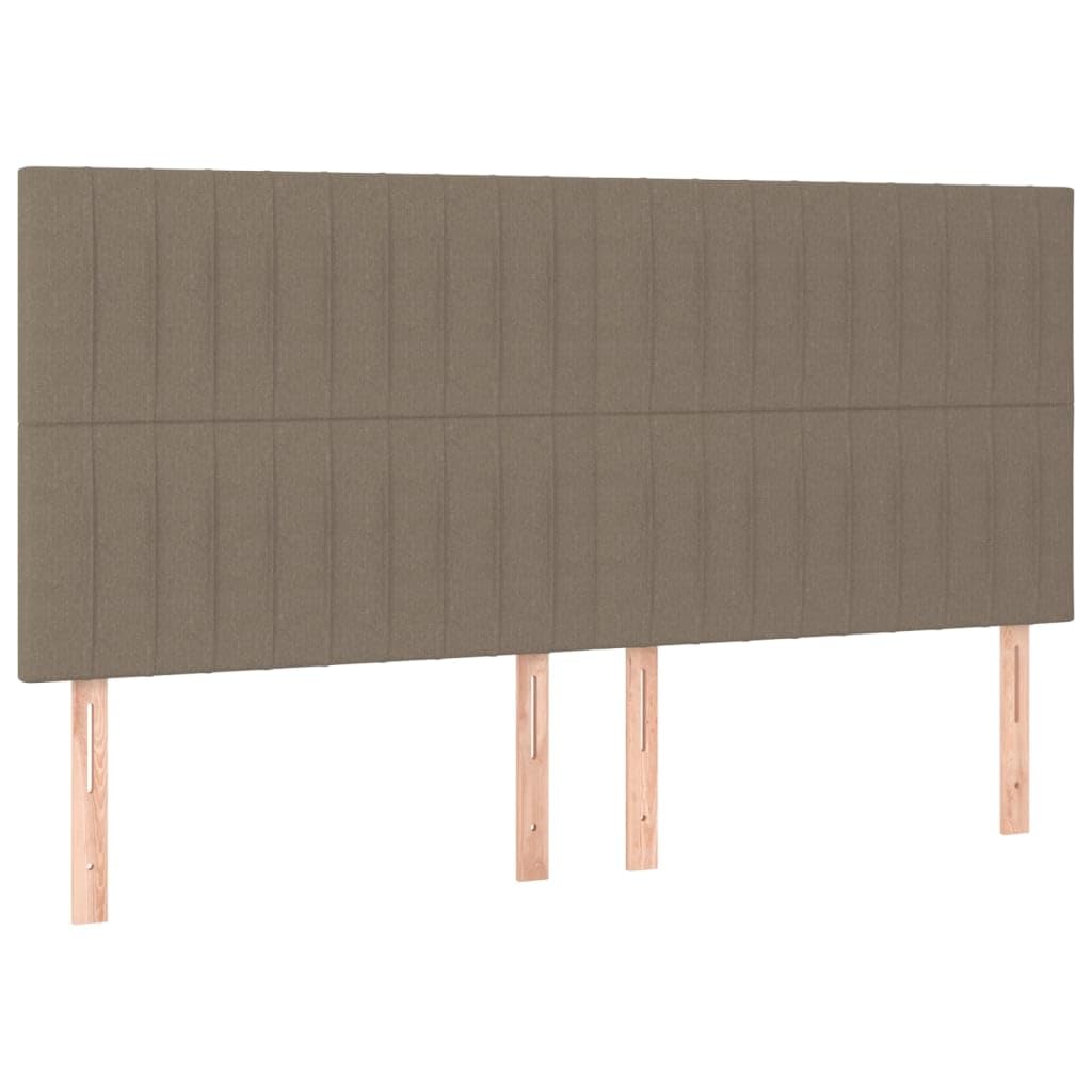 Łóżko kontynentalne z materacem w kolorze taupe, 180 x 200 cm, masywna rama łóżka, zagłówek z regulacją wysokości, materac ze sprężynami kieszeniowymi, oddychający, wygodny, zapewnia spokojny