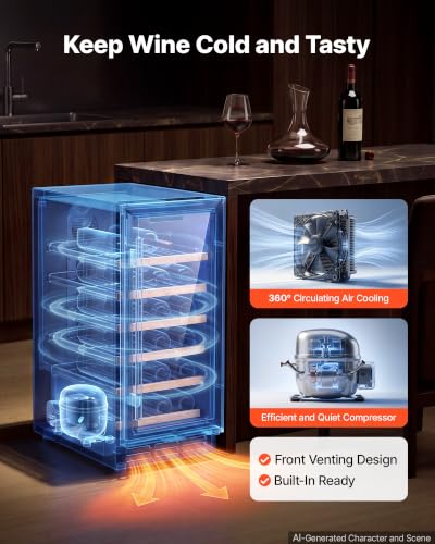 Image of VEVOR 15 inch Wine Fridge 30-Bottle Wine Cooler Refrigerator for Home Bar