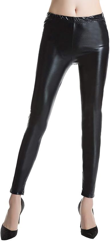 WEIMEITE Leggings Cuero Imitación PU Estilo Punk Rock Mujer Pantalones  Lentejuelas Brillantes Metálicos Brillantes Legging Fitness Brillante:  Amazon.es: Ropa