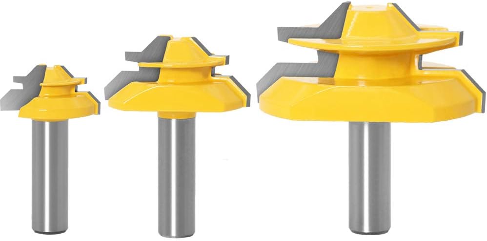 DBoyun 1/2" Shank Set of 3 Lock Miter 45 Degree Glue Joint Router Bits
