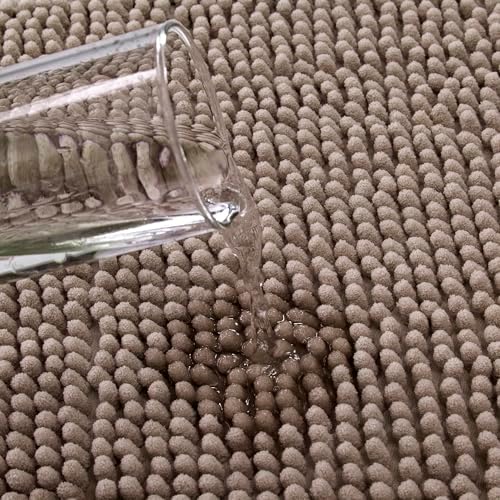Home Beyond & HB design - Chenille Bath Rug Mat - Super Soft Non-Slip Absorbent Quick Dry Machine Washable Bathroom Mat,16x24-Inch, Taupe - 4
