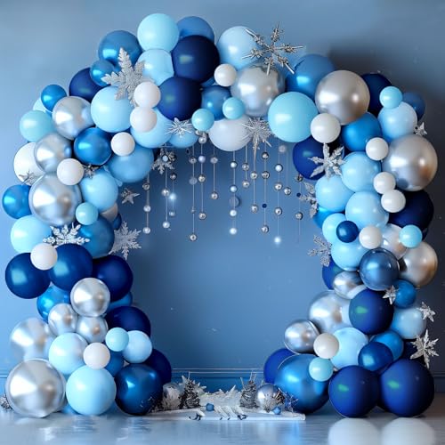 Balloon Arch Kit 150 Pcs Blue Balloon Arch for Baby Shower Parties Happy Birthday Balloons for Kids Boys Men