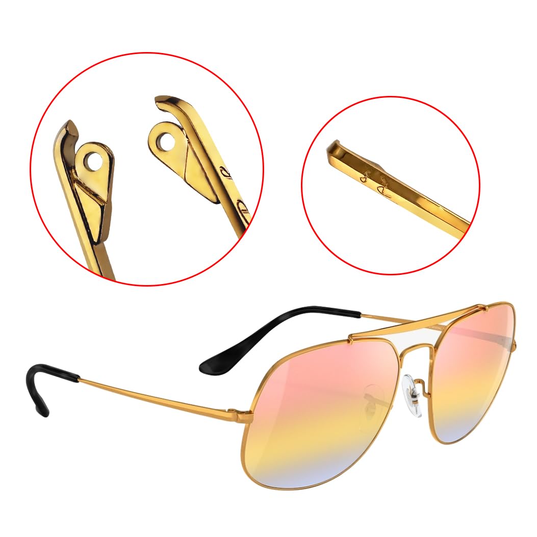 Occhiali da sole templi braccia Sostituzione per RB3689 RB3449 RB1969 RB1972 RB1971 RB3648M RB3648 RB3597 RB3764 RB3697 RB3561 Occhiali da sole 4pcs viti panno (oro e nero)