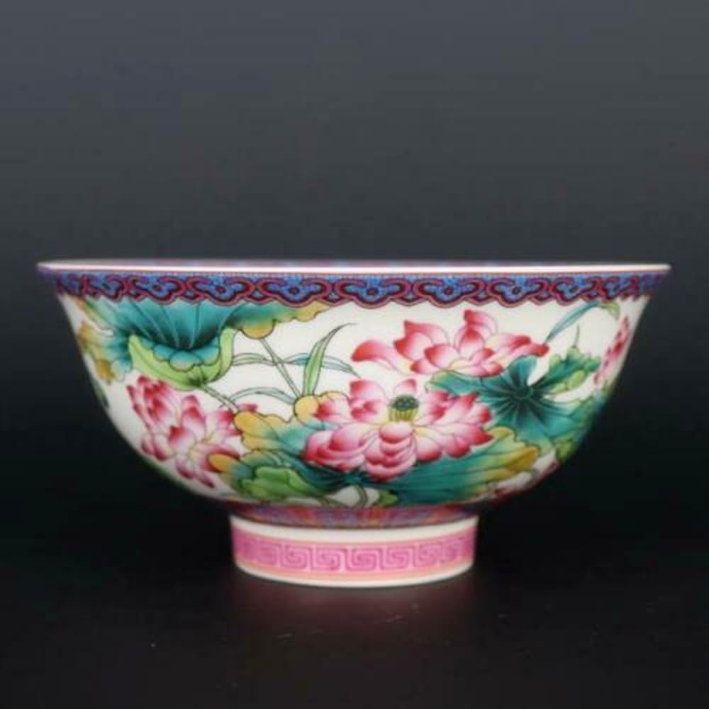 Cuencos chinos de porcelana para servir ramen y arroz con diseño de loto azul