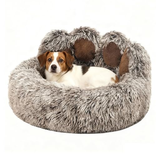 SHJOEE Lettino per Animali Domestici Letto Ortopedico per Gatti e Cani Cuccia Cane Interno Morbida e calda Adorabile cuccia per cani a forma di zampa d'orso di piccola e media (Caffè, 60cm)