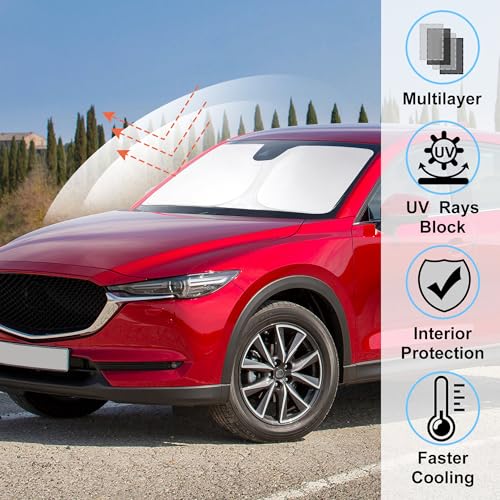Image of Windshield Sun Shade Custom Fit for 2017-2024 2025 2026 Mazda CX5 CX-5 Accessories Front Window Sunshade Shield Blocker Keeps Car Cool