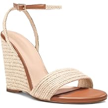Coutgo Womens Wedges Heels Sandals Espadrilles Raffia Open Toe Ankle Strap Straw Summer Beach Shoes