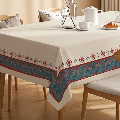 Image of Urban Space Sicilia Table Linen Collection - Premium Water & Stain Resistant Dining Table Cover for 4 Seater, Anti Skid Table Cloth for Center Table (Blue Noon, 4 Seater 52 inch x 72 inch)
