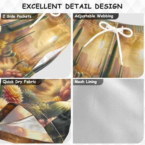 Cactus Desert Flowers Boys Swim Trunks Quick Dry Toddler Swimsuit Boy Bathing Suits Swimwear Board Shorts S3