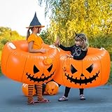 WinnerWhy 2 Pack Halloween Pumpkin Inflatable Bubble Balls, 40' x 22' Human Bump Body Balls Inflatable Hamster Ball for Outdoor Sport Team Gaming Play, Bumper Bopper Toys for Playground Yard Park