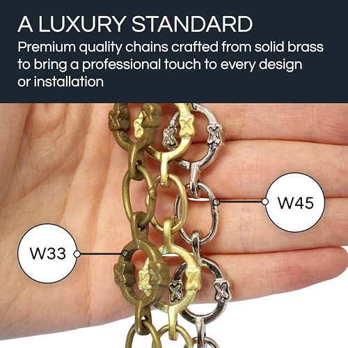 Image of RCH Hardware Decorative Antique Solid Brass Chain for Hanging, Lighting - Small Round Unwelded Links with X Design (1 Foot)