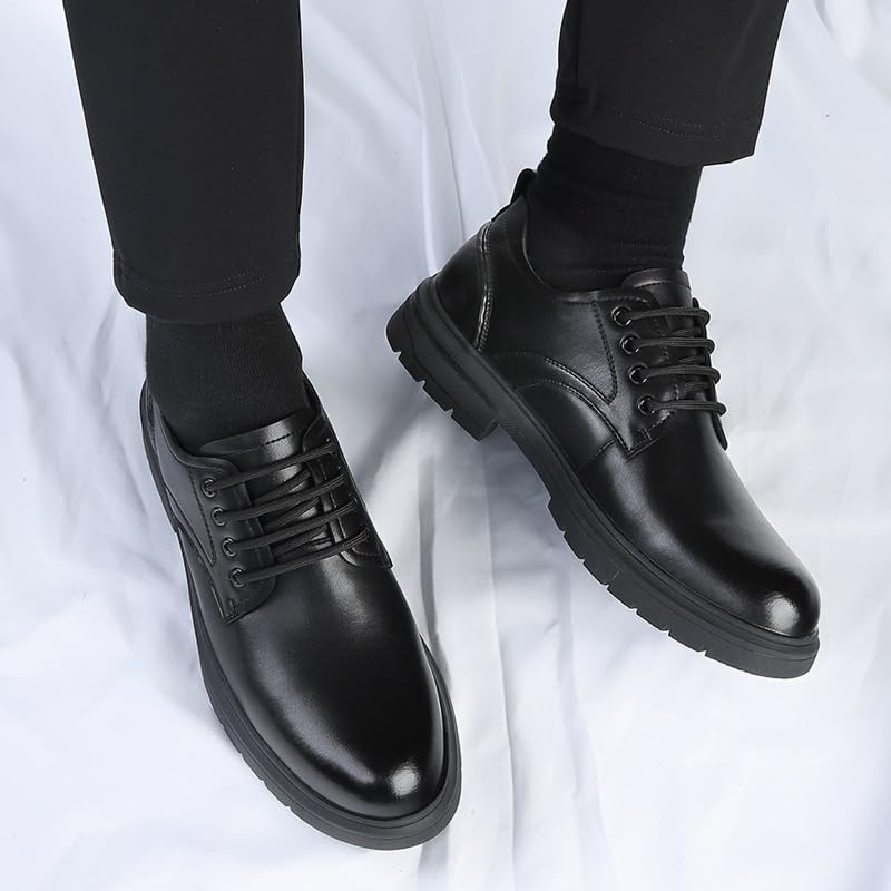 Comfy Dress Shoes for Men Lace Up Genuine Leather Shoes Wide Width Comfortable Platform Wingtip Brogue Oxfords4
