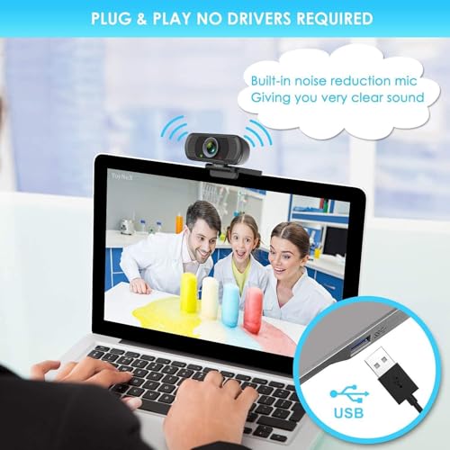 Image of Full HD 1080P Webcam with Microphone, Pro Streaming Computer Camera, Widescreen USB Web Camera for Desktop PC Laptop.(Black)
