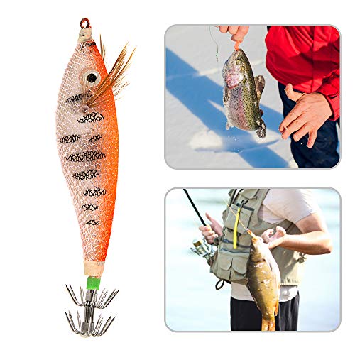 Isca de pesca, Andoer 6cm / 8cm Luminous Squid Jig Isca de Madeira de Pesca Camarão Lula Choco Isca