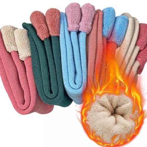 Image of VoJoPi Winter Thermal Socks for Women - 5 Pairs Thick Warm Ladies Cozy Wool Crew Boot Socks, US 5-10