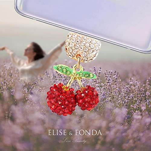 Elise & Fonda Tp149 Type-C Usb Charging Port Crystal Anti Dust Plug Little Cherry Pendant Cell Phone Charm For Samsung Galaxy/Huawei/Oneplus/Xiaomi/Oppo Android Phones thumb #1