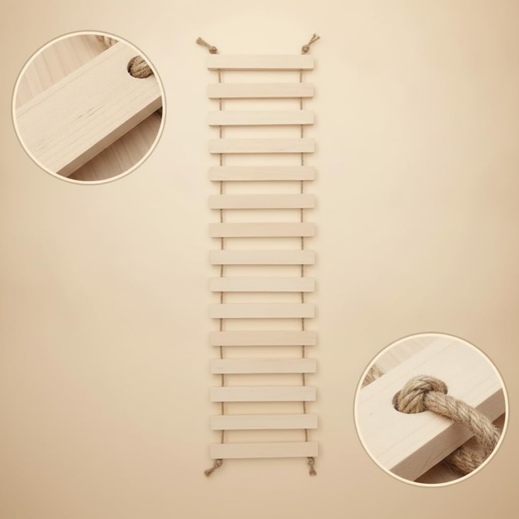 Kletterrampe aus Und Hanfseil als Katzenkletterhilfe mit Haengematte Und Fuer Wohnung Flur Und Balkon, 1 Meter Himmelsleiter (kann als Hängebrücke verwendet Werden)