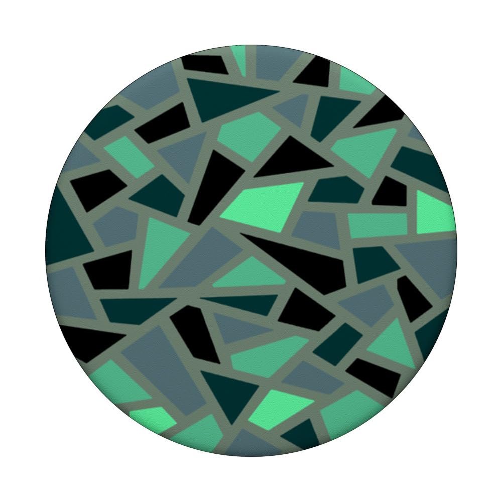 Geodesic Abstract Pattern 17 Teal Blue Green Cut Out PopSockets Swappable PopGrip, Black - Image 3