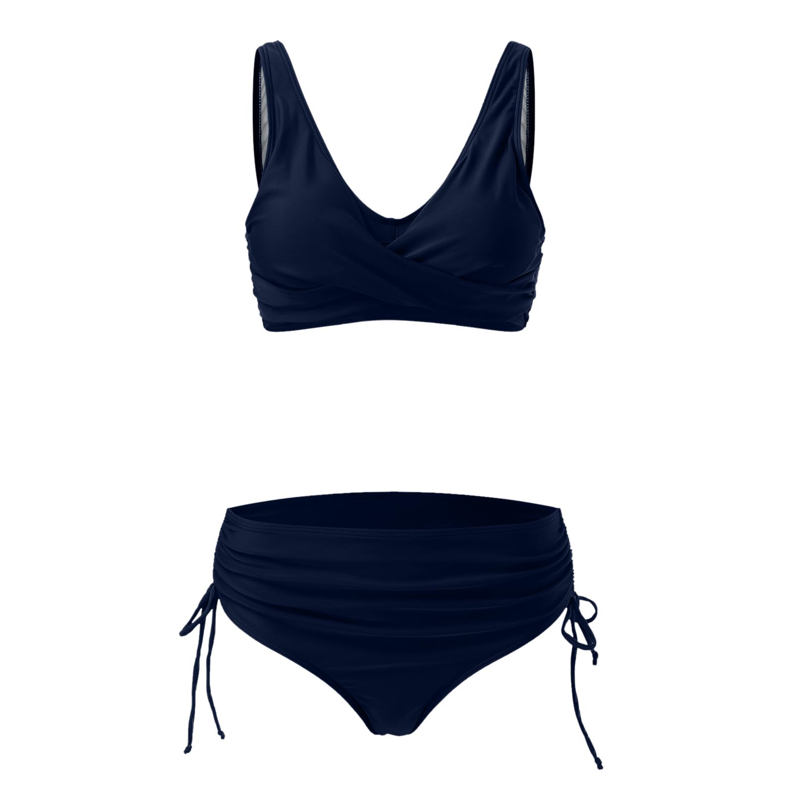 Bikini dla kobiet bikini z wysokim stanem seksowne push up dwuczęściowy strój kąpielowy retro zestaw z marszczonym nadrukiem, gorący różowy, L