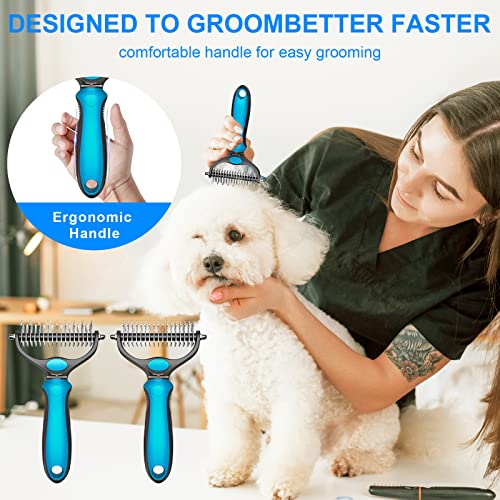 Pet Grooming Brush, Double Sided Shedding And Dematting Undercoat Rake Comb For Dogs & Cats, Tools For Mats & Tangles Removing, Safe, Effective, Extra Wide, Comfort #TOP2