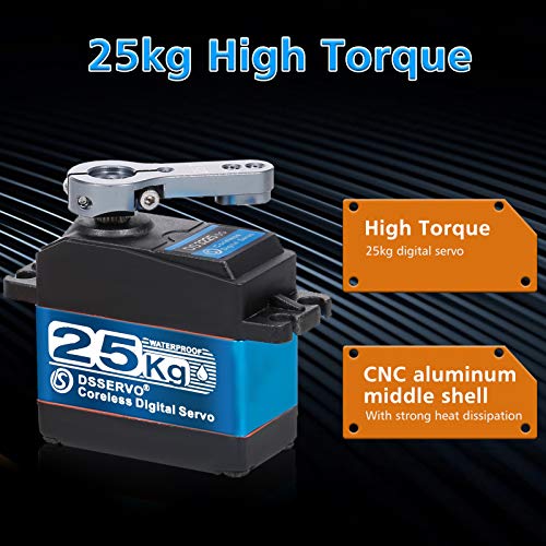 OWSOO DSSERVO DS3225 25KG Servo digital de aço inoxidável Engrenagem de alto torque IP66 Servo à pro