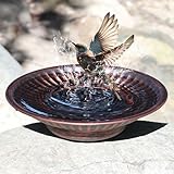 AIHAOKAN 12.3" Solar Fountain Bird Bath for Outside, Metal Solar Bird Bath Fountains, Bird Bath Bubbler for Garden Patio Decor (Copper)