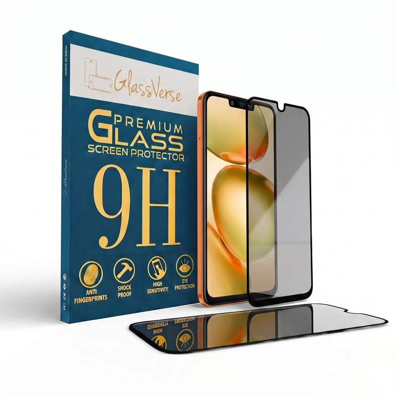 Image of GlassVerse Ultra Privacy Tempered Glass For Itel A100 Pro (Pack Of 2) with Free Installation Kit. Edge To Edge. (In-Screen FingerPrint Lock will not work with the Privacy Guard) - 6.56 inch