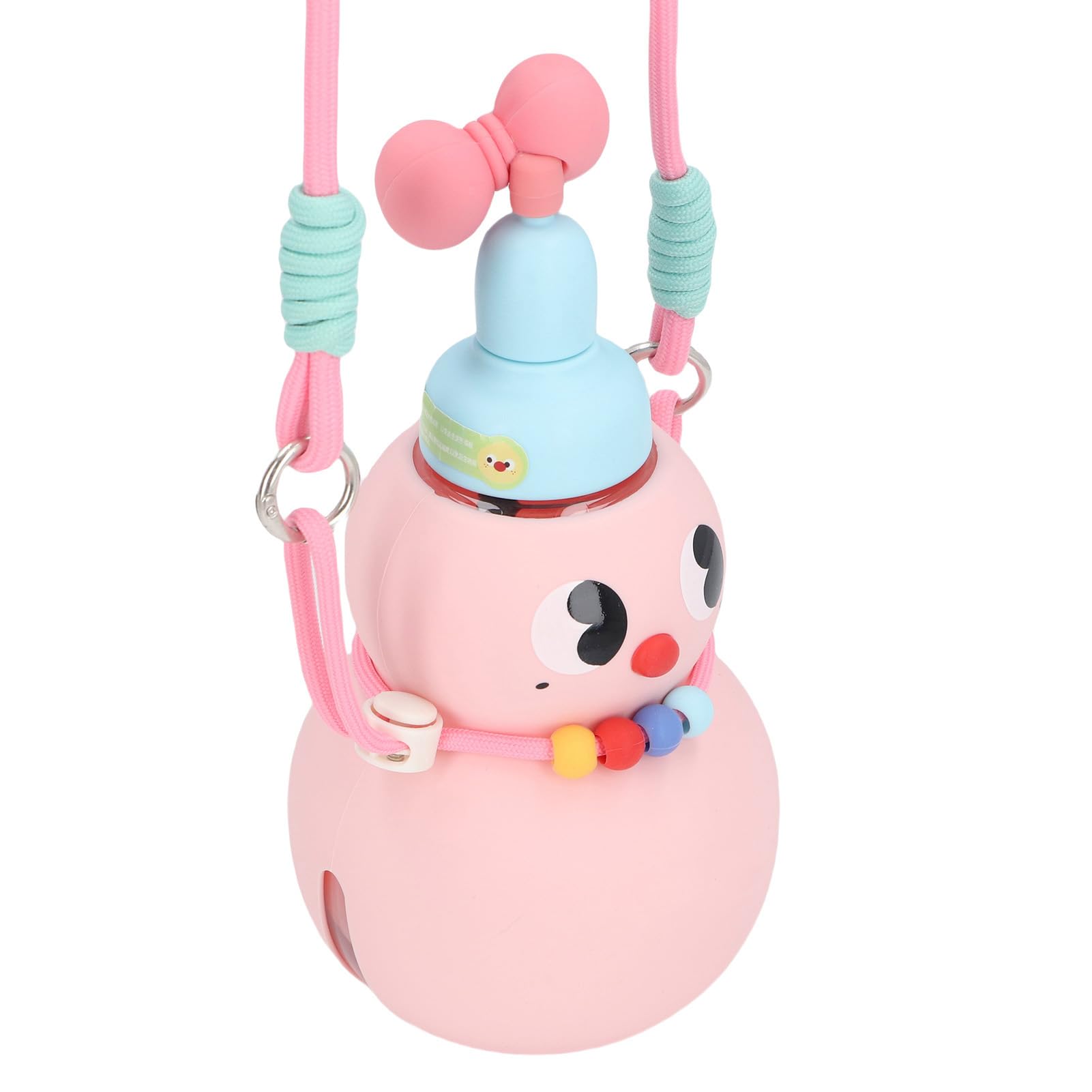 Borraccia per bambini con cannuccia, a forma di zucca, 720 ml, per viaggi scolastici, in plastica leggera rosa