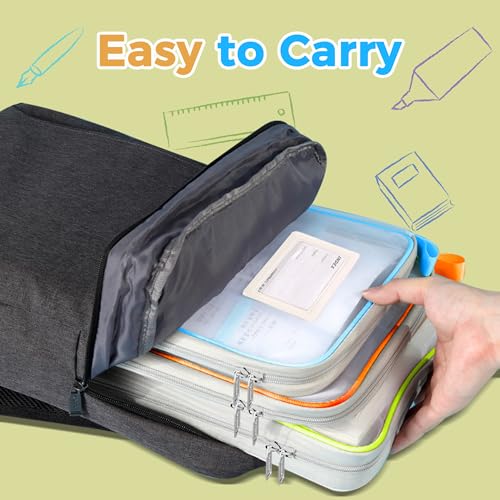 Pendancy Bolsa de malha com zíper 37,5 x 27,4 cm Pastas de arquivo de nylon leve transparente, taman