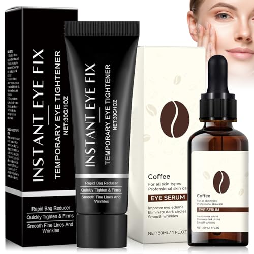 Eye Cream Set, Eye Bag Cream + Ordinary Serum, Crema Occhi Rassodante per Gli Occhi, Eye Cream To Reduce Under Eye Bags,Puffiness,Riduce le Rughe Sottili, For All Skin, Siero oculare