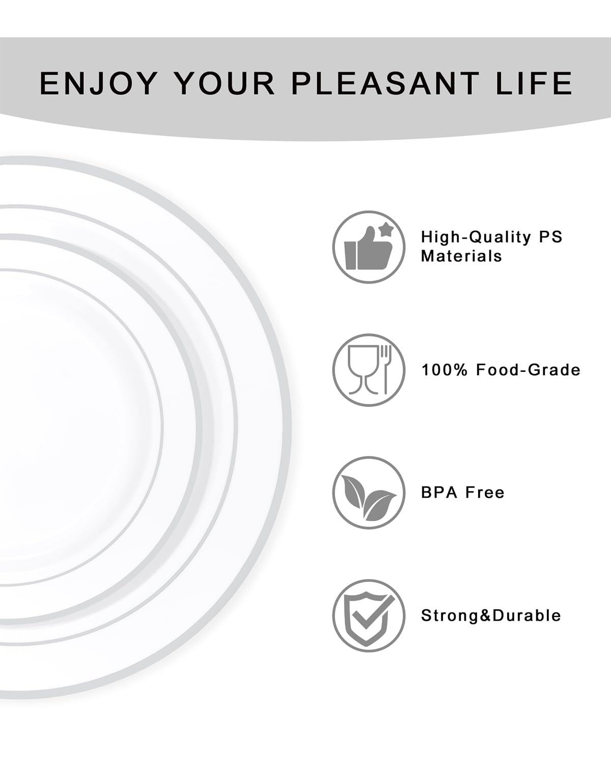 bUCLA 150 Piece Silver Disposable Dinnerware Set -6