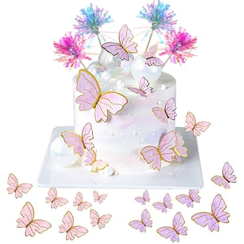 joy at home 32 Stück Schmetterlinge Tortendeko Butterfly Cupcake Toppers Schmetterling Dekoration Cupcake Kuchen für Geburtstagsfeier Hochzeitsfeier Essensdekoration Cover