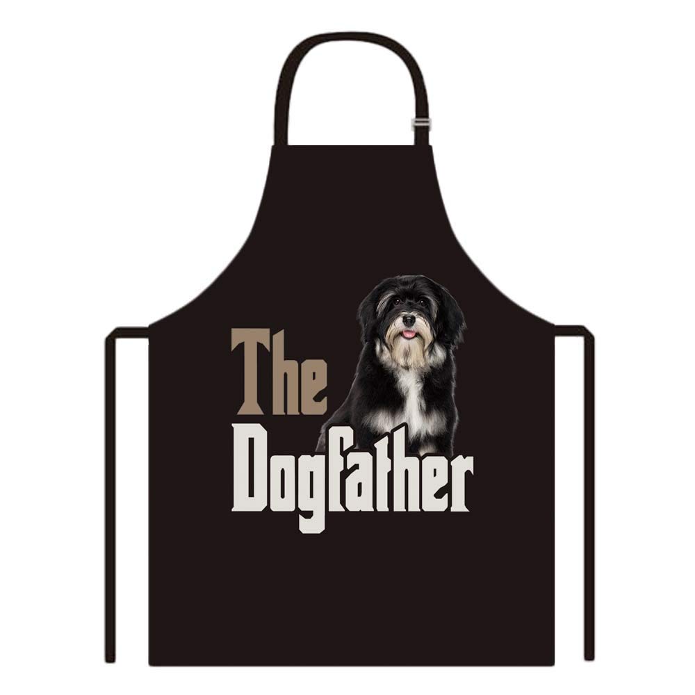 BAGEYOU Dog Father Apron with Beautiful Smiling Happy Havanese Puppy Dog Chef Kitchen Cooking Apron for Men Women
