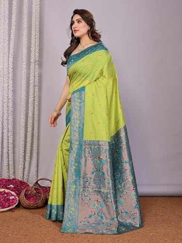 Image of Women's Kanjivaram Soft Silk Saree with Unstitched Blouse Piece Banarasi Weave Type and Jacquard Zari Design for Traditional Occasions
