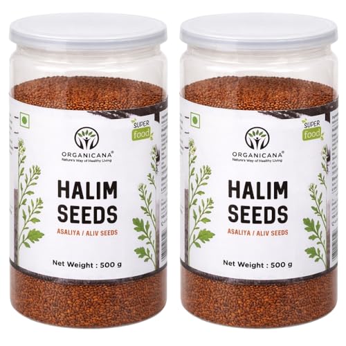 Image of Organicana Halim Seeds 1kg - (Pack of 2) 500gm each- Garden Cress | Aliv Seed | Asaliya | High in Fibre and Omega 3 | Garden Cress | Asalia | Haleem seed | Immunity Booster Superfood