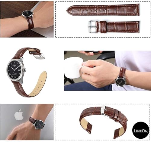 Image of Lineon Half Padded Premium Leather Mens & Womens Watch Strap For Branded Watches Compitable with Titan, Timex, Casio, Sonata and All premium Watches Tool and Pins Include