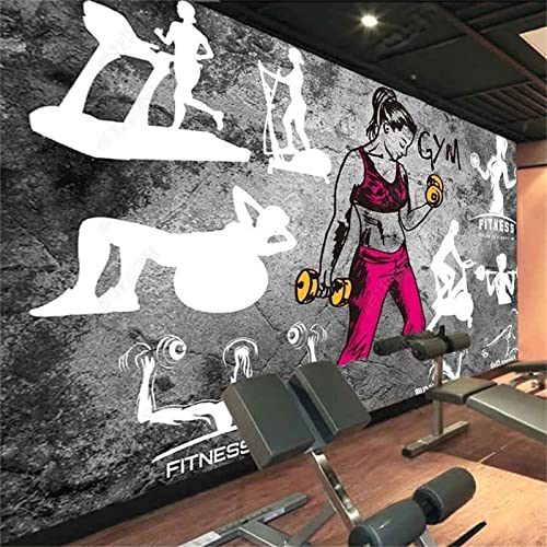 Hrogdo Retro Cement Wall Wall Mural,Beauty Sports Fitness 3D Wallpaper Wall Mural,Large Wallpaper Mural Wall Decor For Bedroom Living Room Tv Background Room Decor,80" W X 55" H-Silk #TOP2