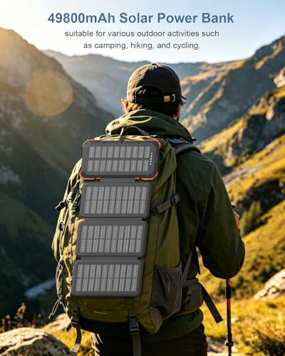 Solar Charger Power Bank 49800mAh with 4 Built-in Cables & 4 Foldable Panels - image 9